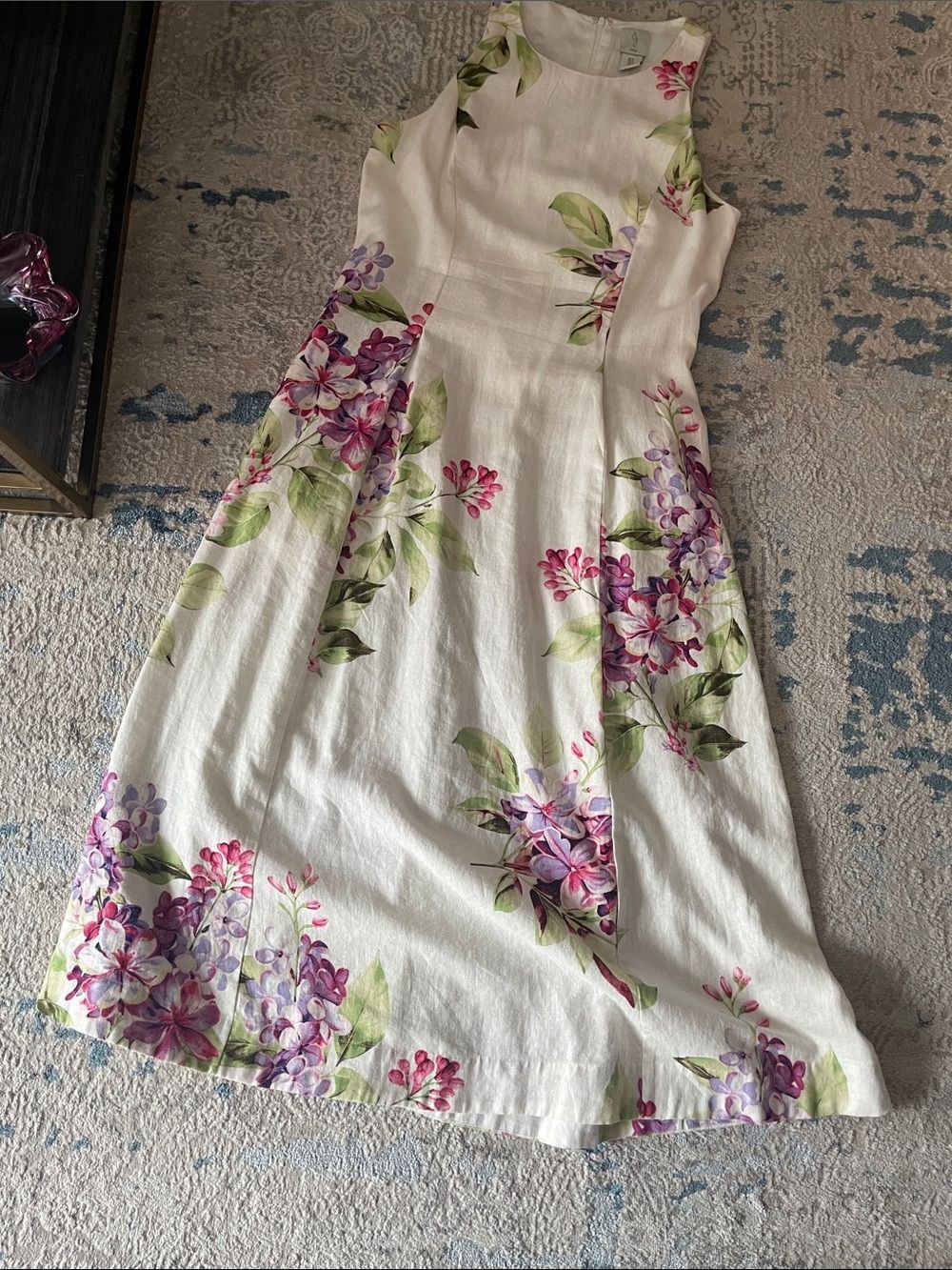 Joie White Maxi Dress with Purple and Pink Floral Print